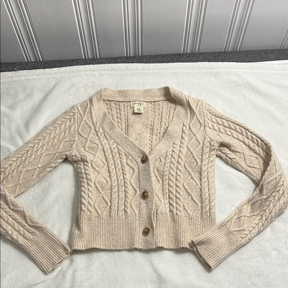 Jessica Simpson Light Tan Cable Knit Cardigan